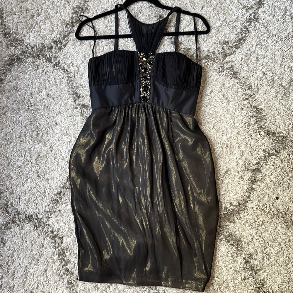 Marc Bouwer silk black/gold dress NWT size 2